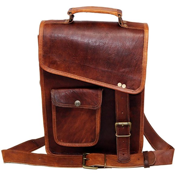 Full Grain Goat Leather Messenger Bag - Laptop Bag - iPad Case - Shoulder Bag - Picture 2 of 4